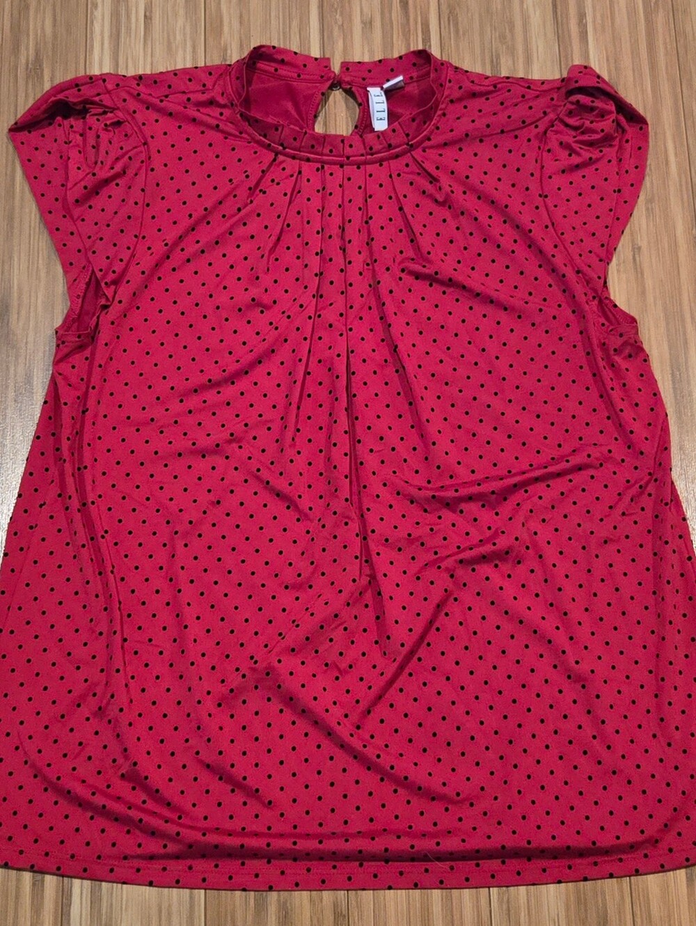 Elle Red Polka Dot Cap Sleeve Blouse